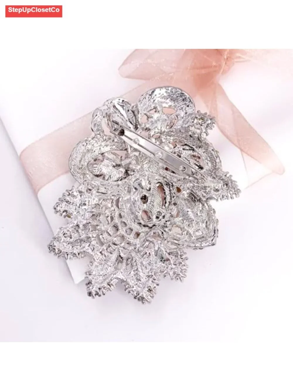 Vintage Crystal Flower Teardrop Brooch Gold Tone Elegant Pin